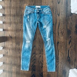 RSQ Women's Distressed Skinny Jeans - Blue